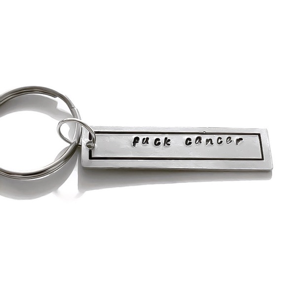“F*** Cancer” Hand Stamped Keychain - Gift for Strength, Encouragement & Support - Picture 2 of 8